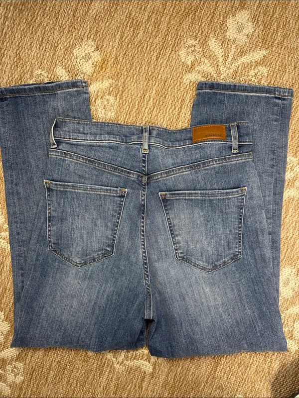 Express Medium Blue Straight-Leg super high rise Jeans - Image 3