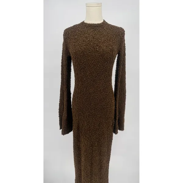 Honor The Gift Brown Fuzzy Knit Open Back Maxi Dress Medium NWT‎ - Image 5