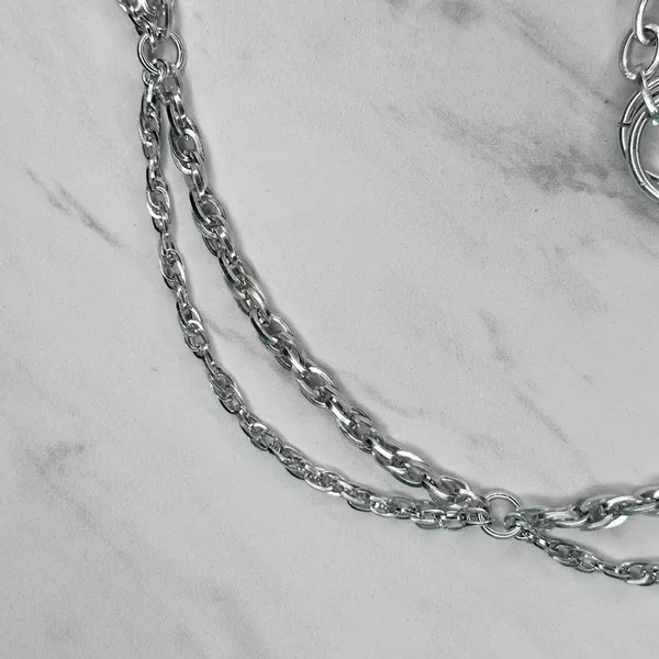 Womens Silver Double Chain Belt Small (S) Medium (M) Draped Y2K Style ✨ - Image 6