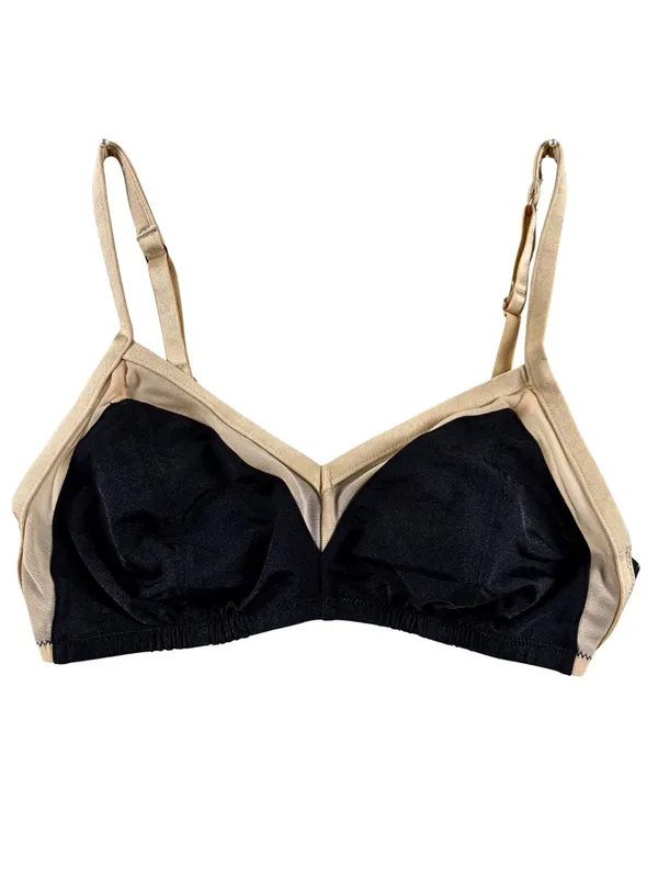 INC Two-Tone Everyday Stretch Wireless Bra in Black & Nude SMALL - Image 2