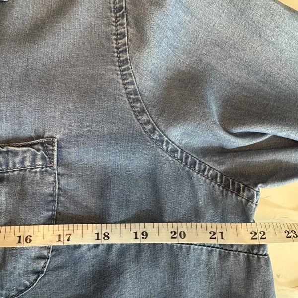 Liz Lange Maternity Target L Blue Chambray Lyocell Tunic Shirt Long Sleeve Chic - Image 8