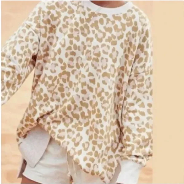 Aerie Leopard Print Oversized Crewneck‎ Sweatshirt Cozy - Image 2