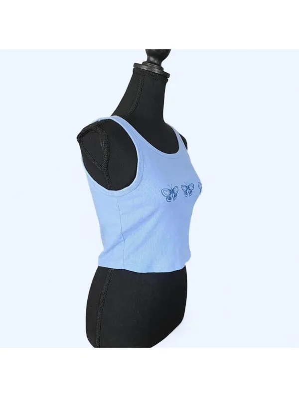 Vintage Y2K Victoria’s Secret Pink Blue Butterfly Tank Top Medium 🦋 - Image 3