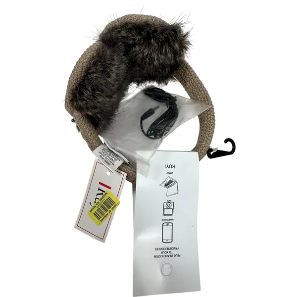 Ruyi Music Warm Knit Earmuffs with Built-in Headphones Tan Faux Fur‎ NWT - Image 5