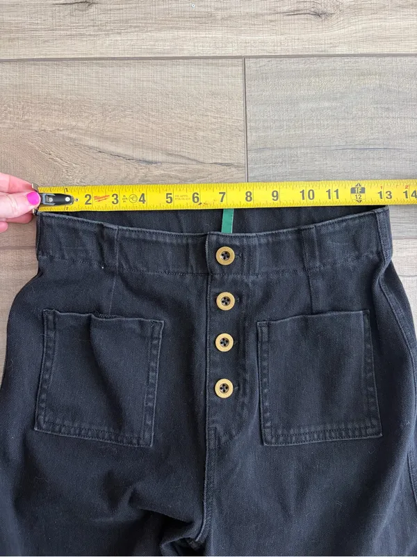 Halara Flex High Waist Casual Wide Leg Boho Stretch Jeans Carbon Black Denim S - Image 6