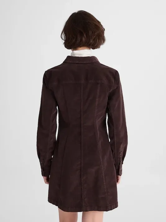 Madewell Seamed Button-Up Mini Dress in Corduroy brown NY264 Size 2 NWT - Image 3