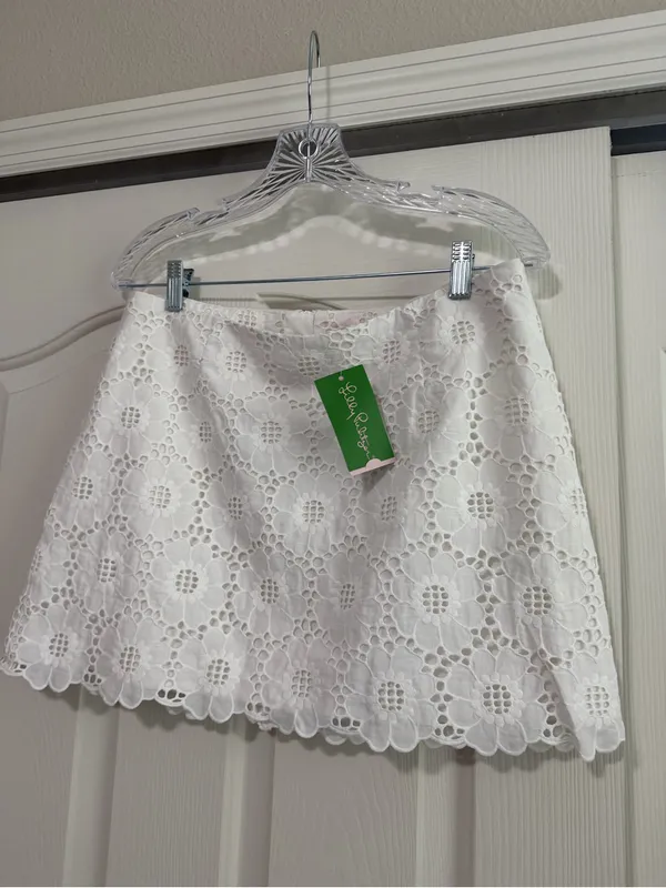 NWT Lilly Pulitzer Tate Skirt White Eyelet Lace in Resort White - Image 3