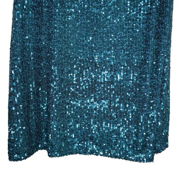 Cable & Gauge Womens M Short Sleeve Sequin Lined Mini Dress in Green NEW - Image 6