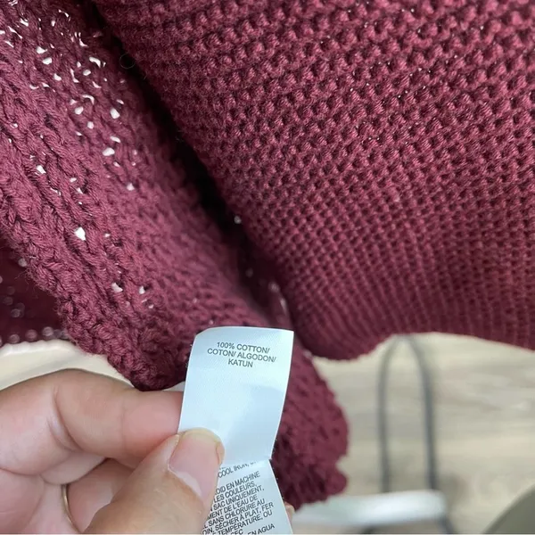 Lucky Brand burgundy‎ knit sweater cardigan size large - Image 4