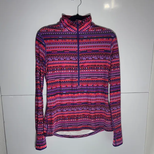 Nike Women’s Pink & Purple Striped Quarter-Zip Pullover - Image 5