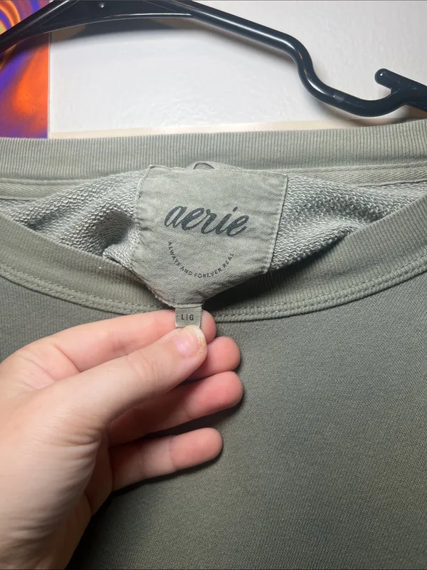 aerie Olive Green Crewneck Sweater - Image 4