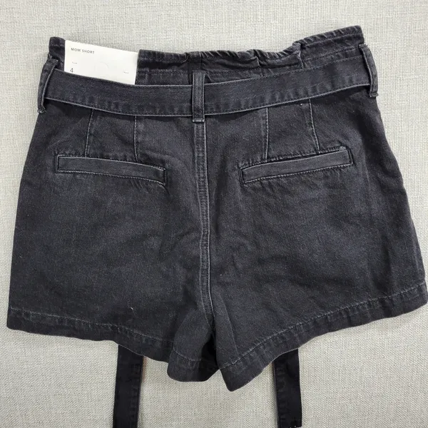 American Eagle Womens Mom Short Size 4 Black Denim‎ Paperbag Super High Rise NEW - Image 3
