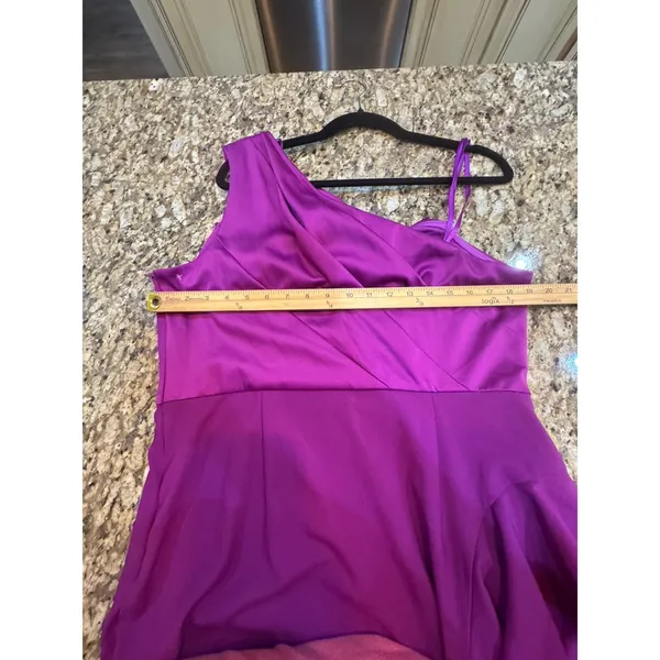 Adrianna Papell Women's One-Shoulder Draped Satin Gown Dress Size 14 - Image 8