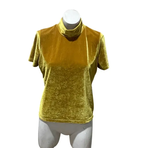 Madewell Mock Neck Tee Womens Size M Mustard Yellow Short Sleeve Top - Image 3
