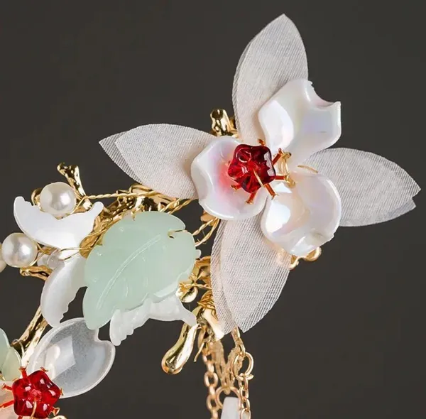 New Chinese Hairpin Hair Clip For Women Glazed Flower Pearl Tassel Headpiece - Image 5