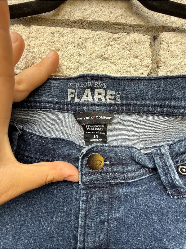 New York & Company Dark Indigo Wide Leg Flare Jeans - Image 11