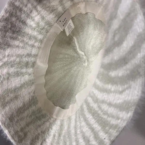 a new day Striped Fuzzy Bucket Hat in Sage and Cream - Image 2