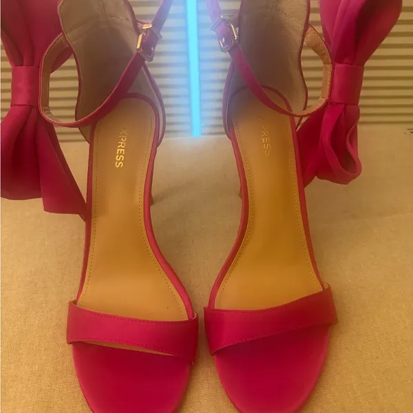 Express Beautiful Fuchsia Satin Bow Heels! - Image 2