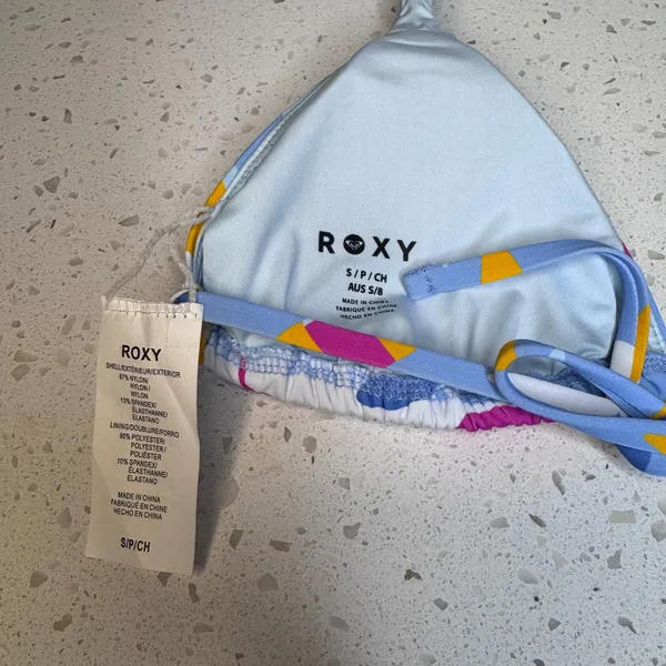 Roxy Womens Multicolor Abstract‎ Geometric Triangle Halter Bikini Top Small S - Image 5