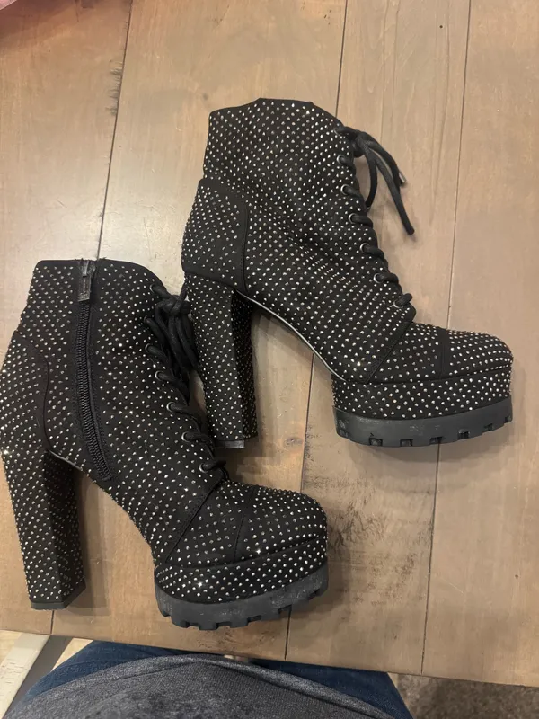 Jessica Simpson Irella Platform Combat Boot Size 8 Rhinestones - Image 3