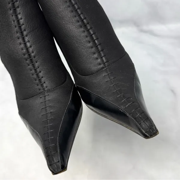Giuseppe Zanotti Vicini Vintage Y2K Shearling Zip Pointed Ankle Booties Black 36 - Image 8