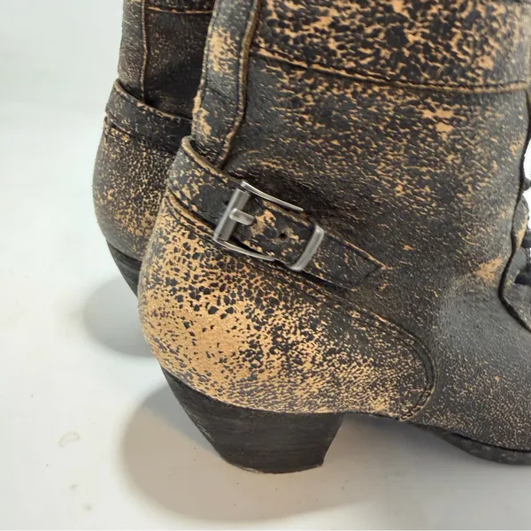 OTBT Floyd Distressed Crackle Leather Combat Boots Bronze Black Womens 7M - Image 8