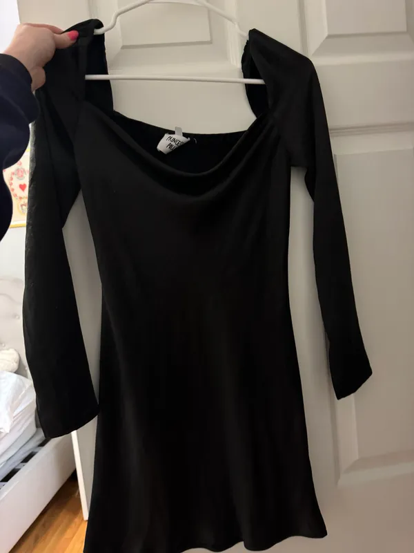 satin long sleeve mini dress - Image 2