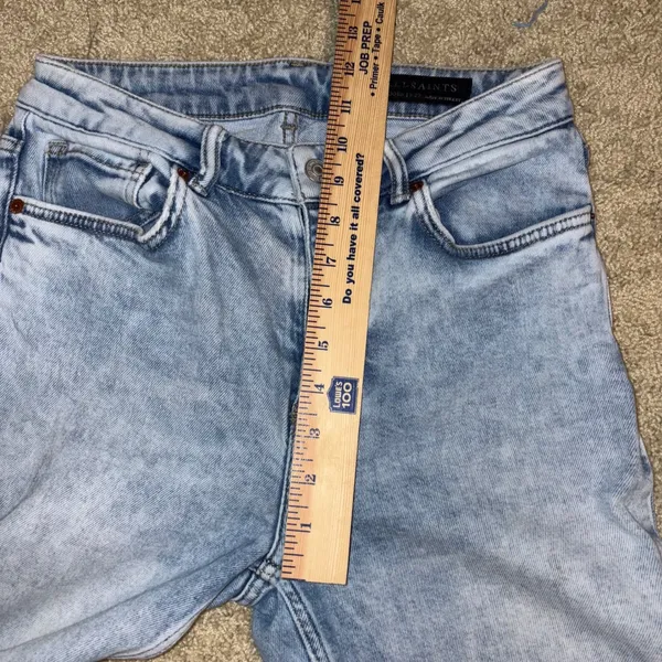 All Saints Imogen High-Rise slim straight Jeans Light Wash Distressed Size‎ 27 - Image 5