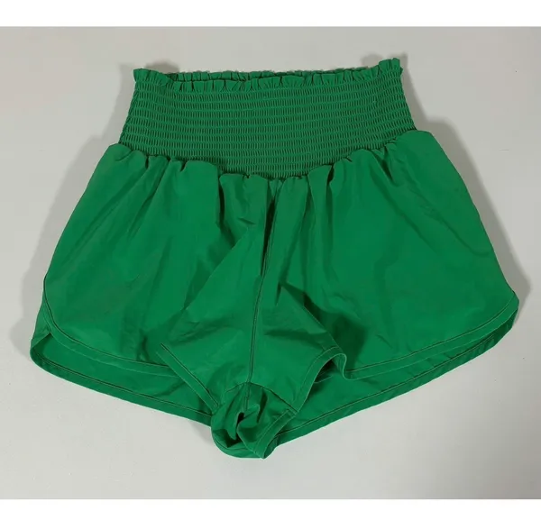 Aerie Offline Green Shirred High Rise Athletic Shorts Bottoms Size S 💚✨ - Image 2