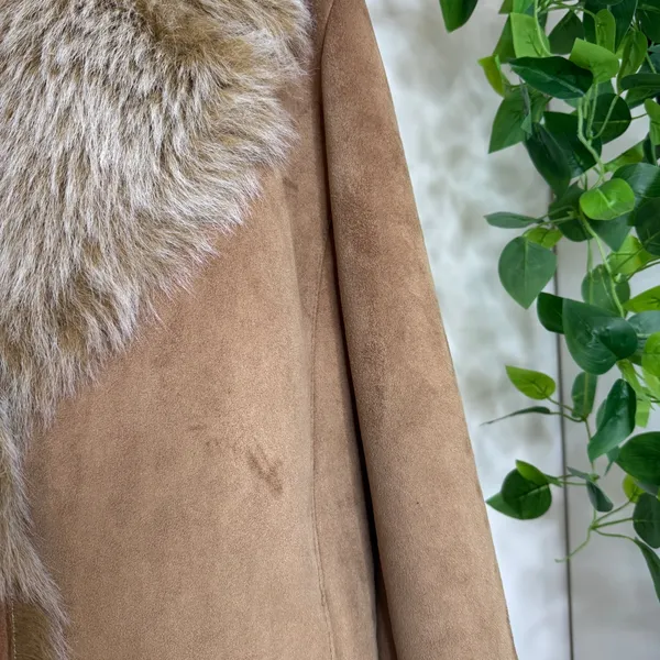 Anne Klein Trendy Faux Suede Penny Lane Coat size L Large Boho Western Shaggy - Image 14