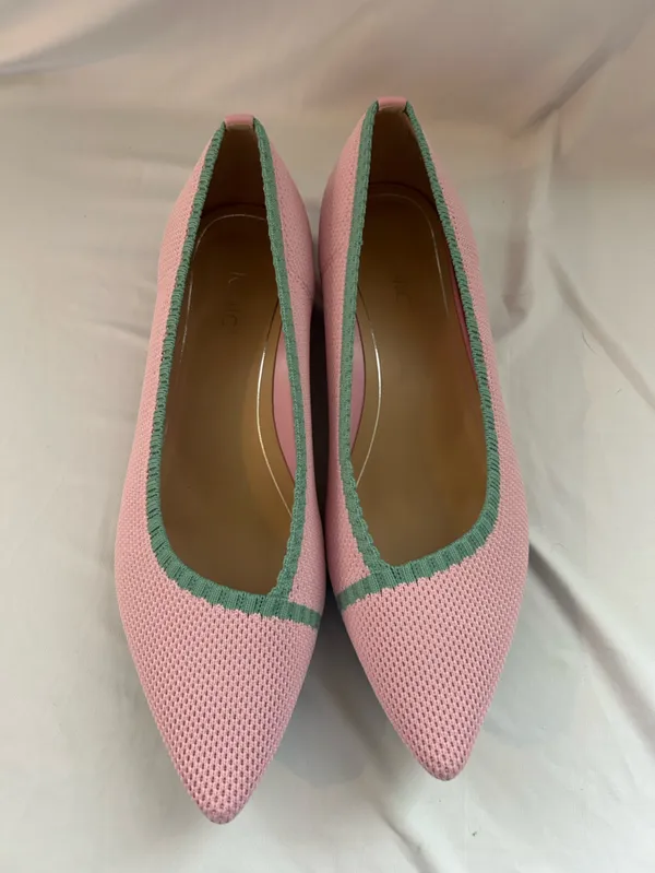 Vionic Dahlia Pink Knit Ballet Flats with Green Trim 9 - Image 2