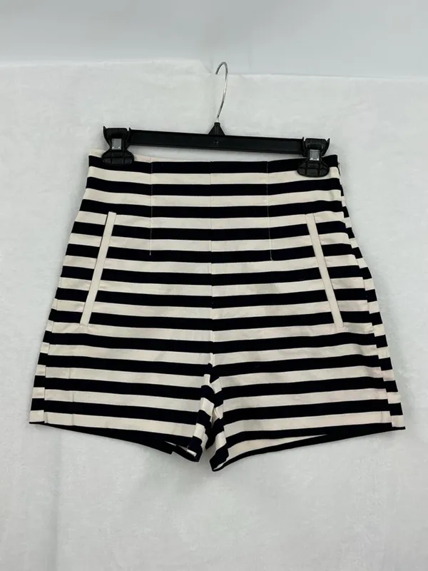 Zara Navy and White Striped Belted Shorts 813 - Image 2
