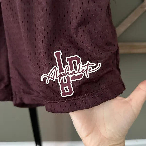 Alphalete Signature Mesh Shorts 4” Maroon Small - Image 3