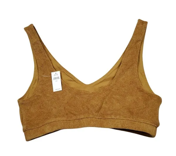 Aerie Offline Recharge Summer Lights Terry Sports Bra Size Large Brown Unlined - Image 2