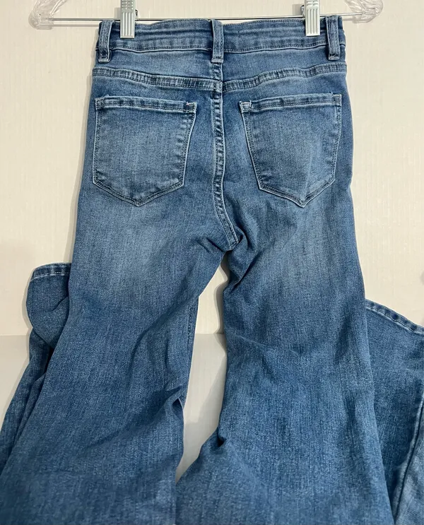 Nature Denim Ladies Distressed Flare Bottom Jeans - Image 3