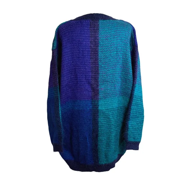 Angora (MH) Blend Sweater Women‎ Medium Blue Purple Colorblock Vtg Paul Harris - Image 6