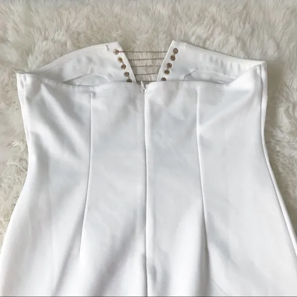 by the way REVOLVE White Strapless Mini‎ Dress Size Large Bodycon Lace Up Chain Party Club - Image 8