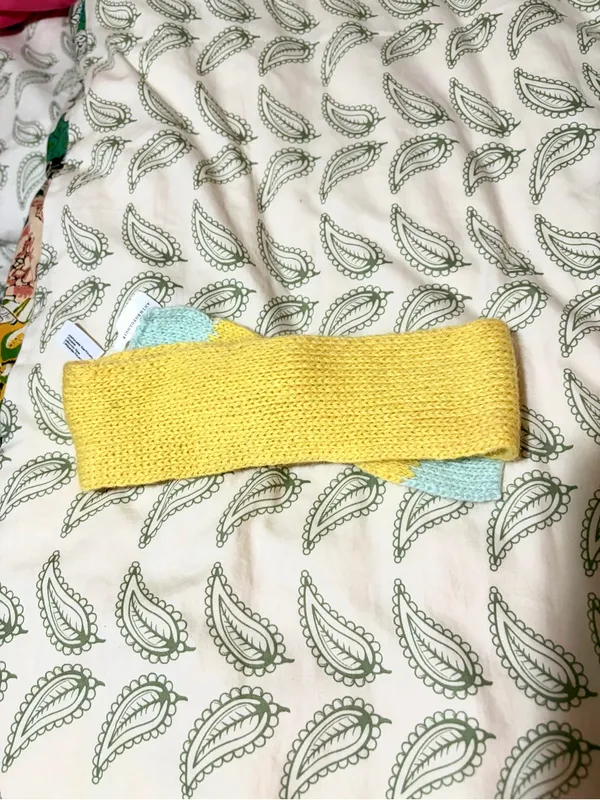 Anthropologie Yellow Mint Green Cozy Knotted Sweater Knit Headband OS - Image 3