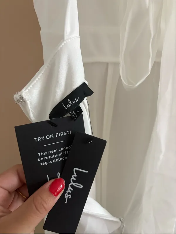 Lulus Simply Delightful White Tie-Back Flutter Sleeve Maxi Dress Size Small NWT - Image 5