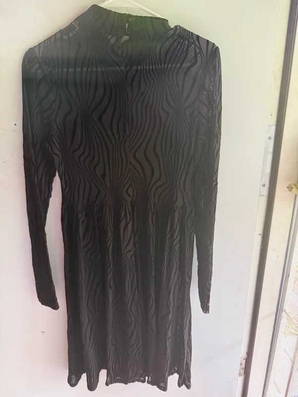 black long-sleeve mock-neck dress - Image 2