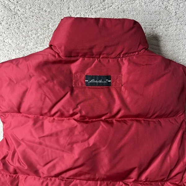 Women's Eddie Bauer Size Small Red‎ Puffer Goose Down Full Zip Vest - Image 7