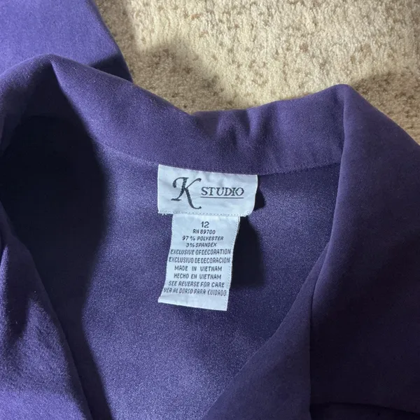 K Studio Purple Faux Suede Dress‎ Embroidered Jacket 2 Piece Set Womens 12 - Image 5
