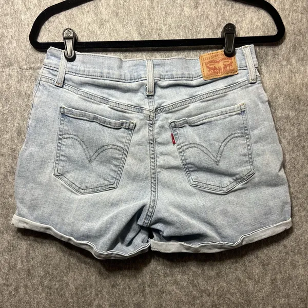 Levi's Jean‎ Shorts Size 30 Womens Mid Length Short Cuffed Mid Rise Blue Denim - Image 6
