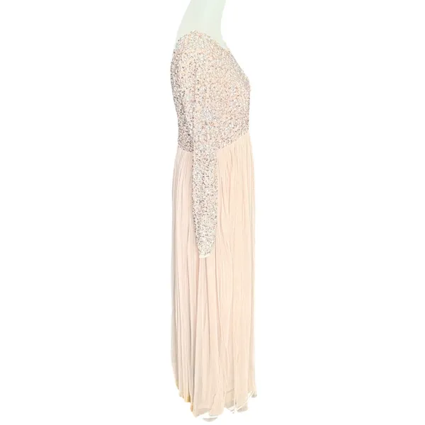 Maya Deluxe Maternity Sequin Tulle Maxi‎ Dress muted Blush Pink Size 8 fairycore - Image 4