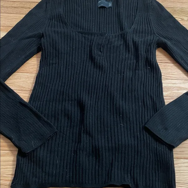 ASOS Henley Black Ribbed Long Sleeve Top - Image 4