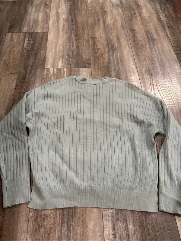 Abercrombie & Fitch Sage Green Ribbed Knit Lounge Relaxed Coastal Grandma Medium - Image 6