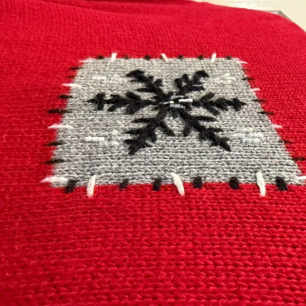 Breckenridge VTG Red Snowflake‎ Zipper Tassel Ugly Christmas Sweater Women Large - Image 4