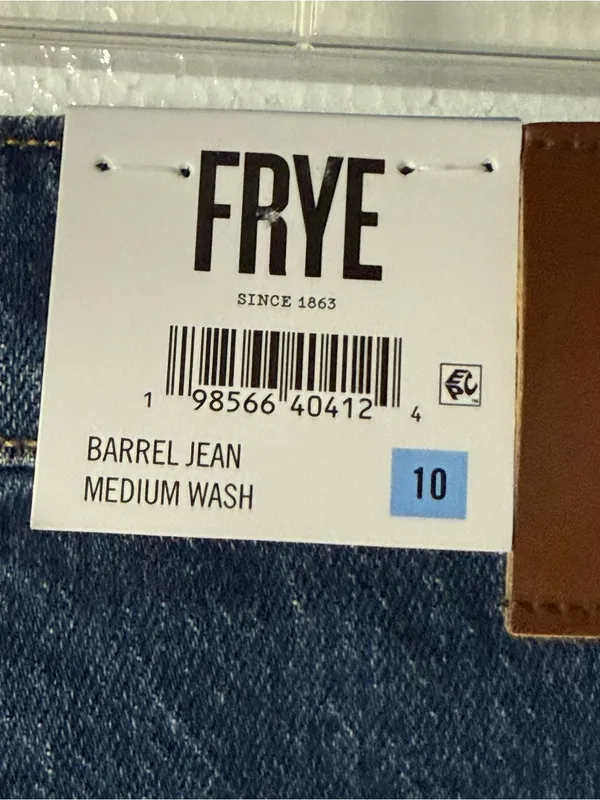 Frye Barrel Jeans Women Medium Wash 10 High Rise Curved Leg Denim Button Fly - Image 10