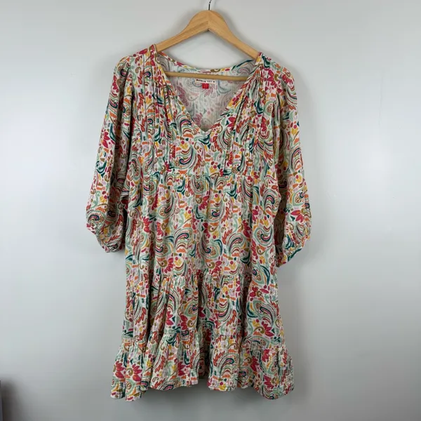 Marine Layer Scarlett Mini Dress Size Medium Women's Colorful V neck - Image 3