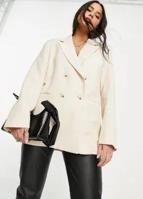 Nwt Cream Beige Oversize Boyfriend Blazer Suit Jacket - Image 4